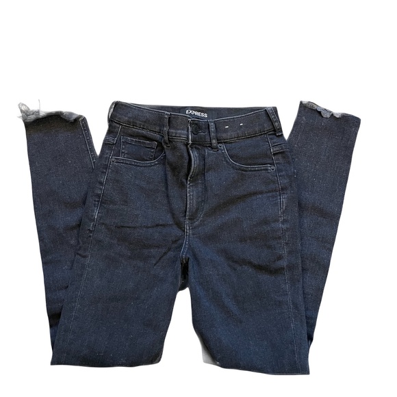 ❤️ EXPRESS SUPER HIGH RISE WASHED BLACK ANKLE LEGGINGS - Picture 1 of 6